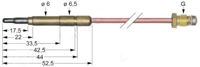 Thermoelement M9x1 L 1200mm Steckhülse ø6,0(6,5)mm
