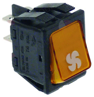 Schalter orange 30x22mm
2NO 230V 16A beleuchtet Lüfter Anschluss Flachstecker 6,3mm