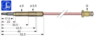Thermoelement SIT ASA 11/32 
1500mm Steckhülse ø6,0(6,5)mm
Betriebstemperatur max 600°C