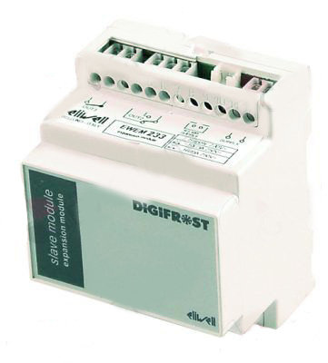 Lastmodul ELIWELL Typ EWEM233
230V 50/60Hz
3 Relaysausgängen 15-10-16A
2 Sonden NTC/PTC (nicht inbegriffen)
Verbindung zu dem IS972LX-Hauptmodul durch den Telefonanschluss
Maße: 70x85x53 mm
