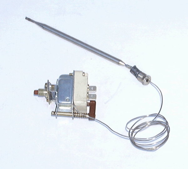 Sicherheitsthermostat 1-polig
Kapillarrohr 870mm Fühler ø 6mm/133mm
Stopfbuchse M10x1
Abschalttemperatur 224 °C