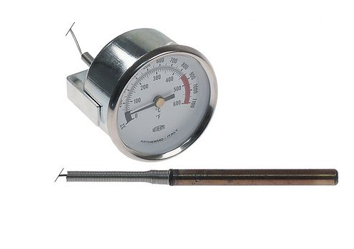 Thermometer Einbau ø 60mm
Temp. 0-600°C Fühler ø 8mm 
Fühlerlänge 150mm Kapillarrohr 760mm