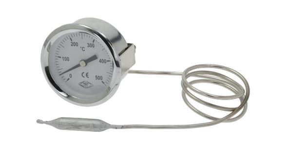Thermometer Einbau ø 60mm
T.max. 500°C / 0 bis +500°C 
Kapillarlänge 700 mm
Fühler ø 9x50 mm